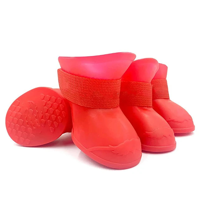 4Pcs Pet WaterProof Rainshoe Anti-slip Rubber Boot For Small Medium Large Dogs Cats Outdoor Shoe Dog