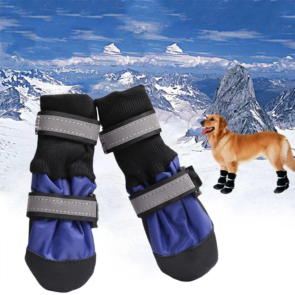 4pcs Winter Pet Dog Shoes Outdoor Waterproof Anti-Slip Pet Boots