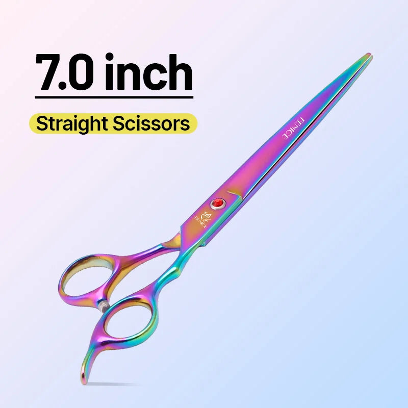 Rainbow&black dog grooming scissors Shears set for household pet owner