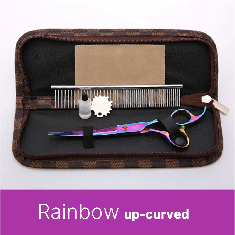 Rainbow&black dog grooming scissors Shears set for household pet owner
