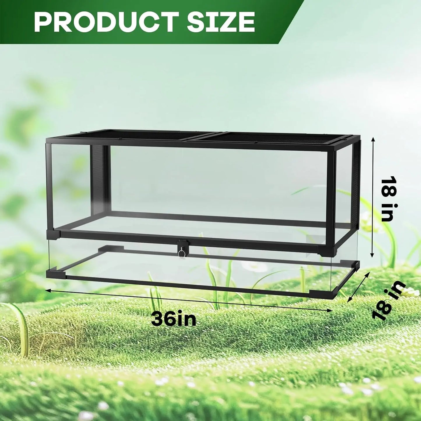 Ventilation Reptile Terrarium, Double Hinge Door  Anti Escape Reptile Tank