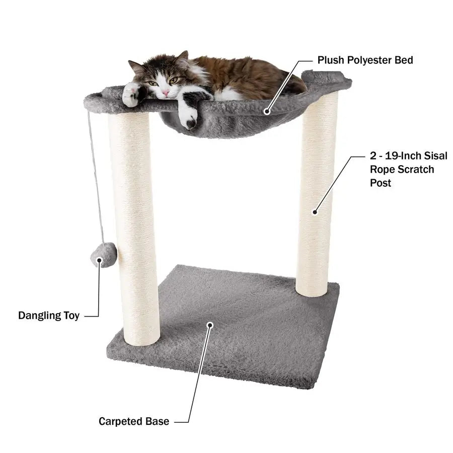 Hammock with Scratching Posts for Indoor Cats 19InchTall Cat Tree PETMAKER G