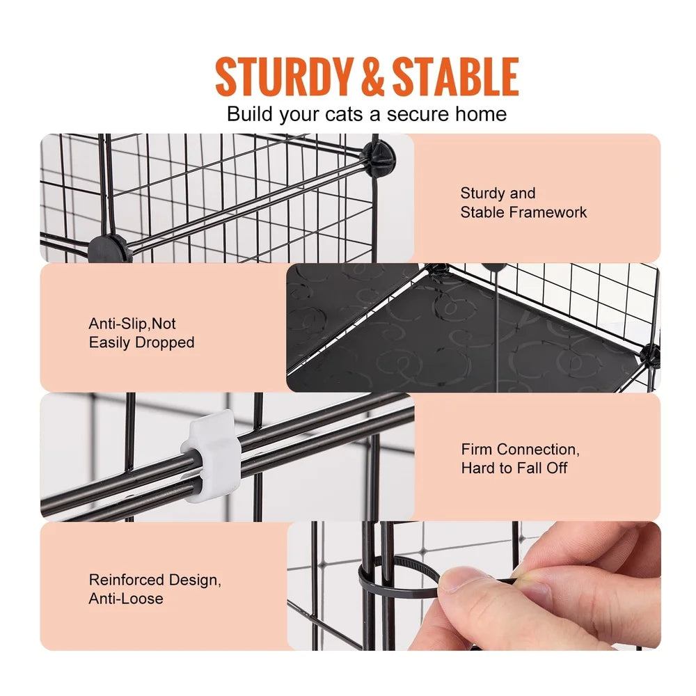 4-Level Cat Habitat with Removable Steel Mesh Litter Tray  Indoor Outdoor Use