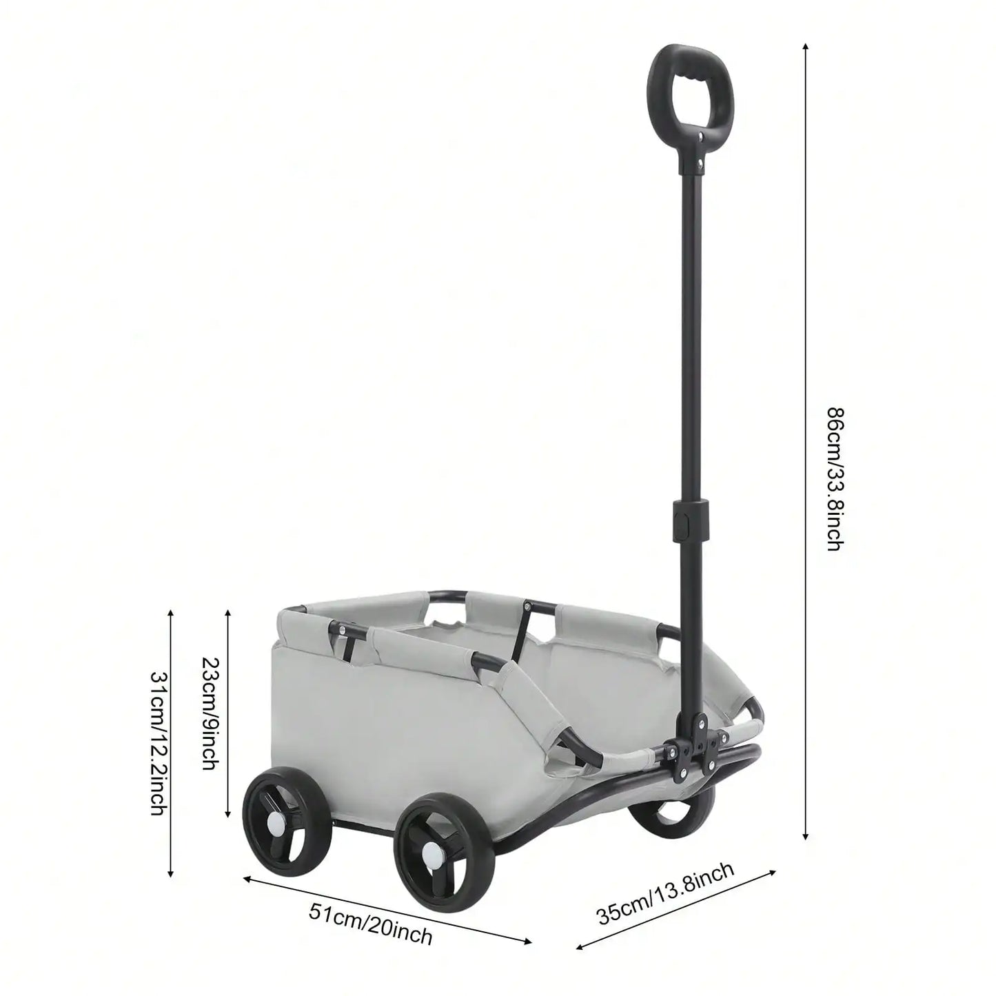 Foldable Dog Stroller Portable Adjustable Pull Rod Pet Travel Carrier Cart