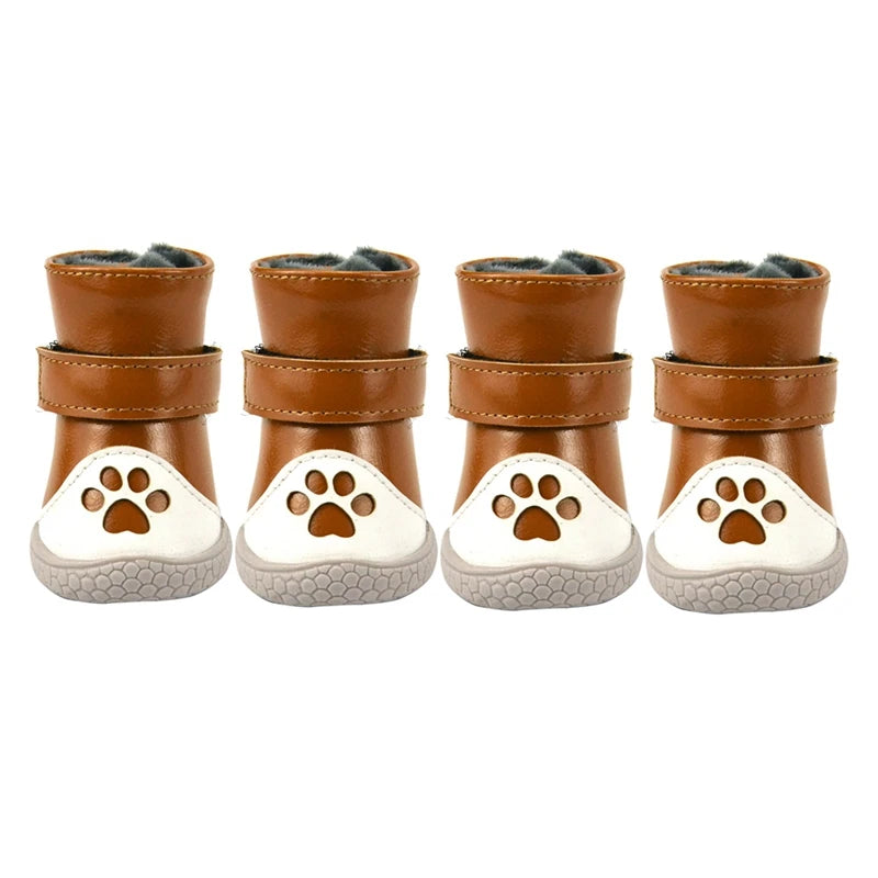 4Pcs/Set Warm Dog Shoes Winter Dog Snow Boots Durable Non-Slip Outdoor Sports Shoes