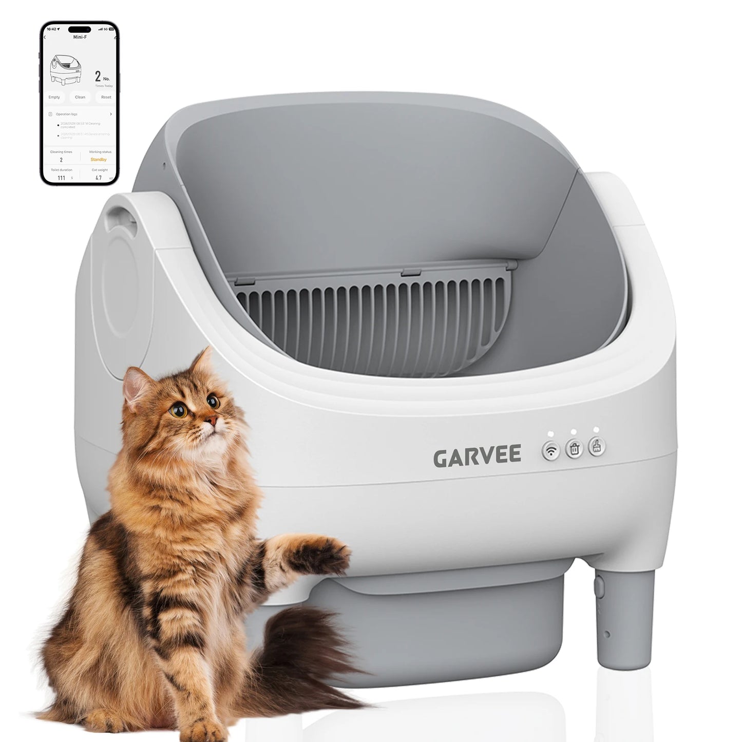 Self Cleaning Automatic Cat Litter Box, APP Control,Odor-Free,Open-Top w/Large Waste Bin for Multiple Cats Includes Trash Bags