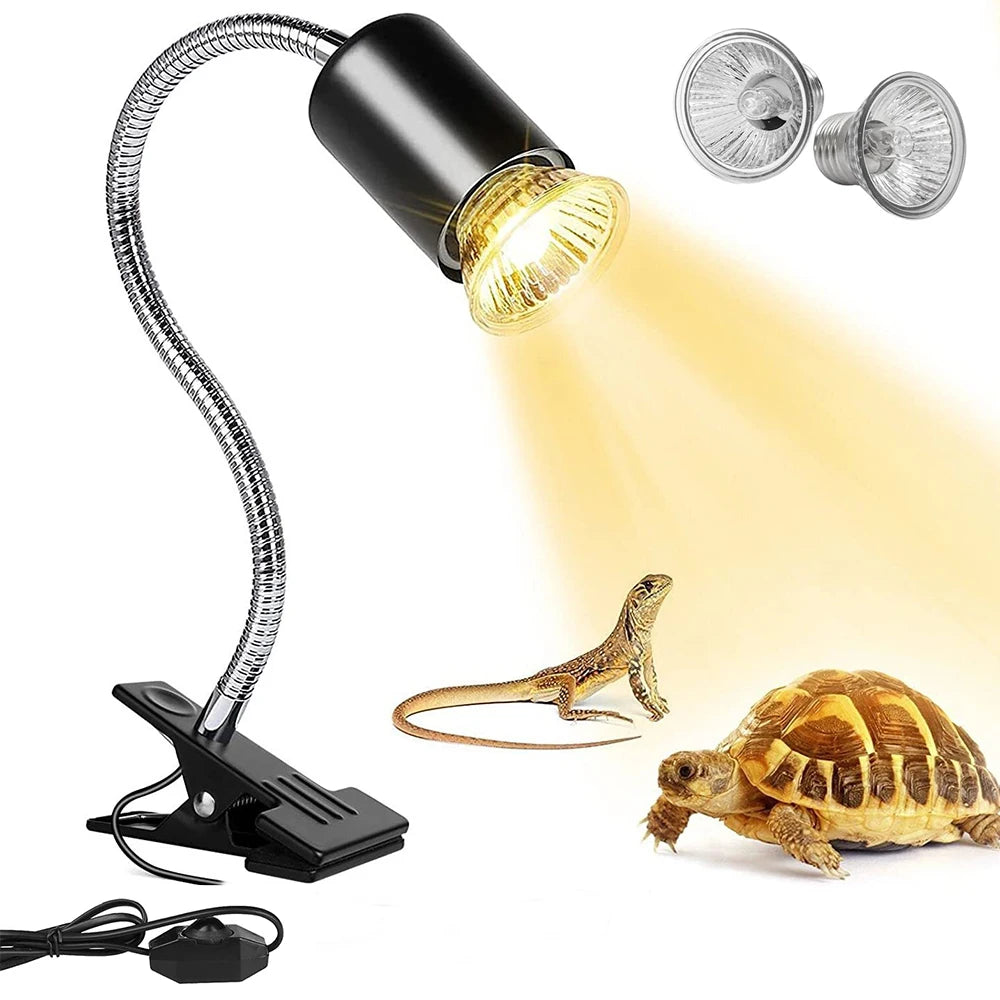 Reptile Heat Lamp 50W UVA UVB Light Rotatable Basking Spot Light Simulated Sunlight For Turtle Lizard