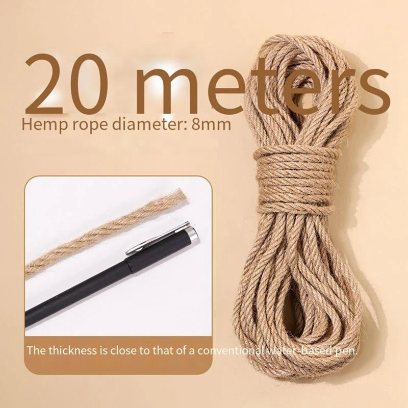 2/5M Durable Natural Hemp Rope Natural Sisal Cat Claw Pole Replacement Rope