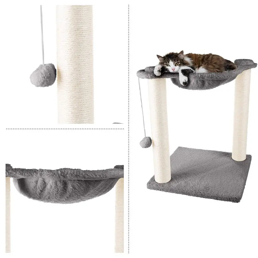 Hammock with Scratching Posts for Indoor Cats 19InchTall Cat Tree PETMAKER G