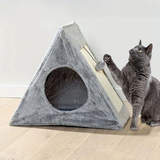 Pet bed for cats with scratching board