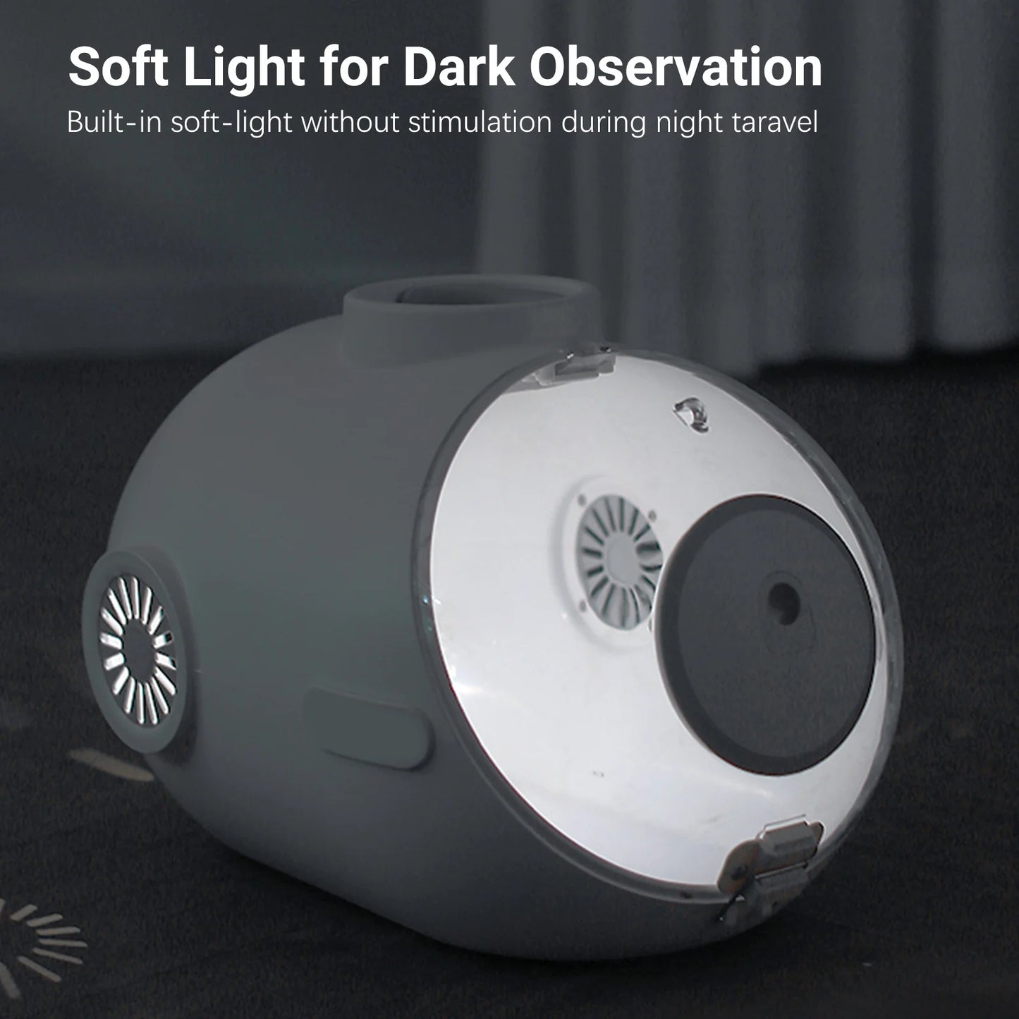 Cat Handbag with Fan, Breathable Granary Design with Soft Light,