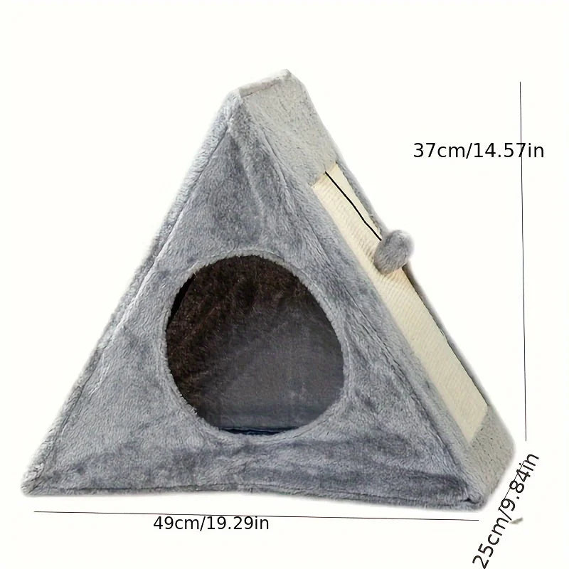 Pet bed for cats with scratching board