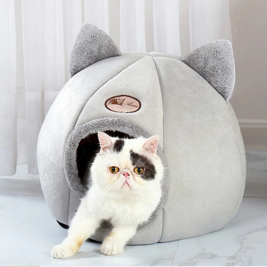 Pet bed with cat ears cat bed for small medium large cats Keep warm in winter  Machine washable