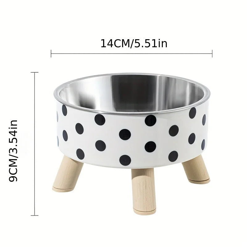 1pcsElevated stainless steel cat bowl with neck protection design - anti slip,