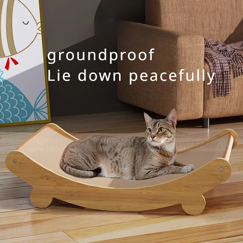 2-in-1 Cat Hammock Scratching Post Space-Saving Pet Bed Durable Indoor Outdoor Cat Furniture