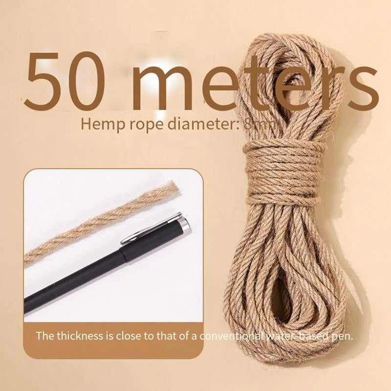 2/5M Durable Natural Hemp Rope Natural Sisal Cat Claw Pole Replacement Rope