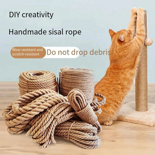 2/5M Durable Natural Hemp Rope Natural Sisal Cat Claw Pole Replacement Rope