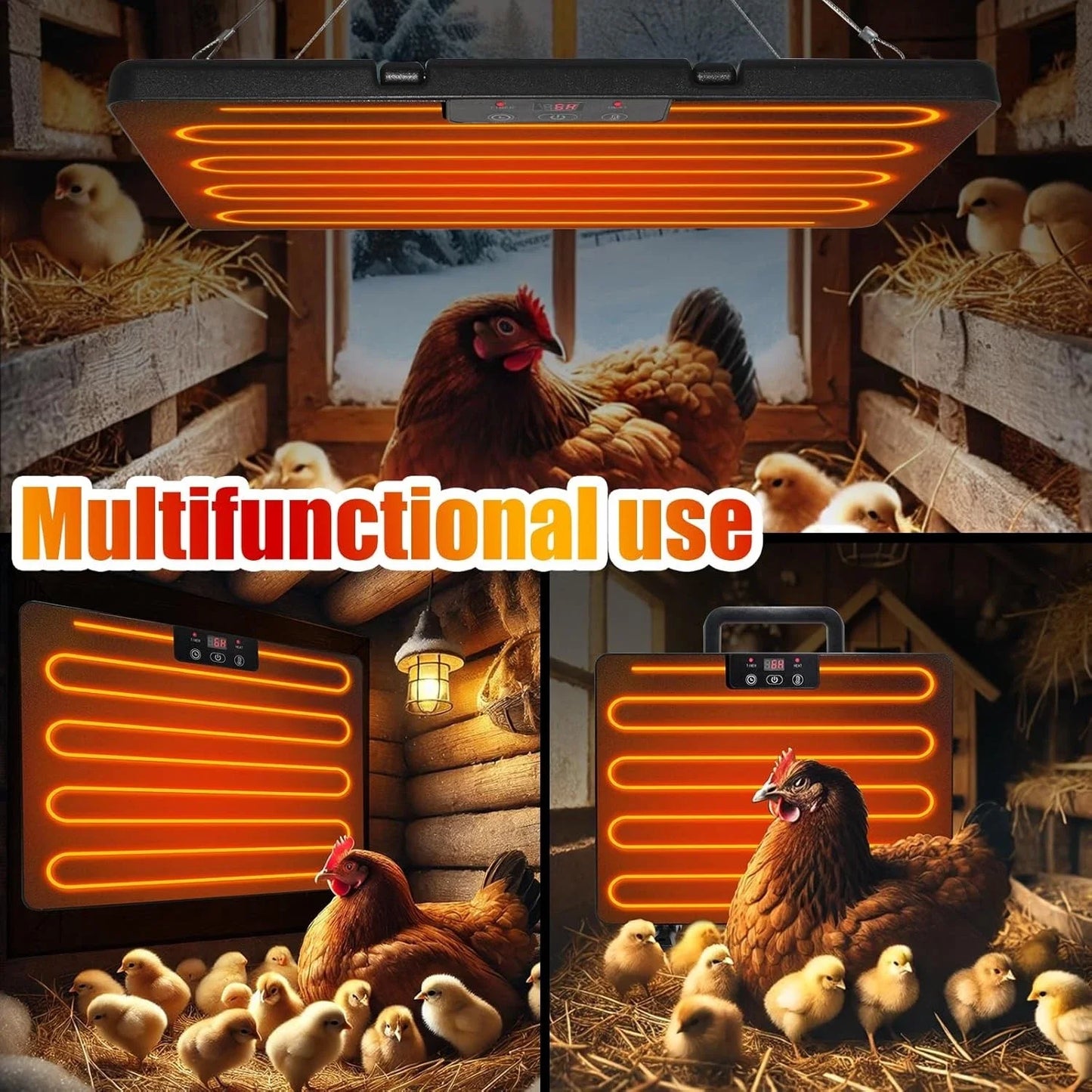 Chicken Coop Heater Thermostatic Poultry Heating Panel Adjustable Temperature Winter Farm Universal Heater For Many Animals