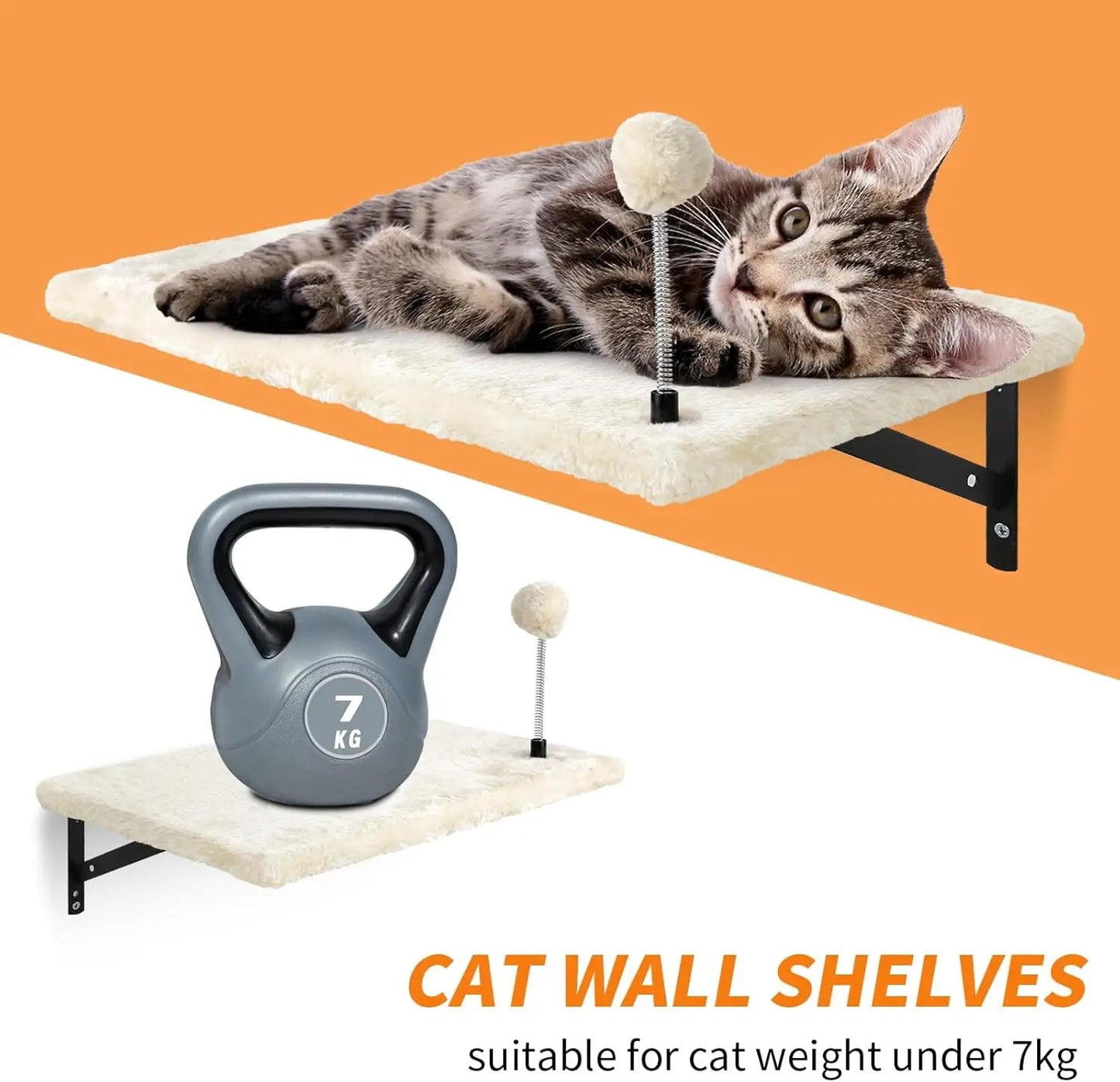 Wall-Mounted Cat Climber Set with Shelves, Perches, Bridge, Hammock & Scratching Board - 7 Pcs Wood Indoor Furniture for Kittens