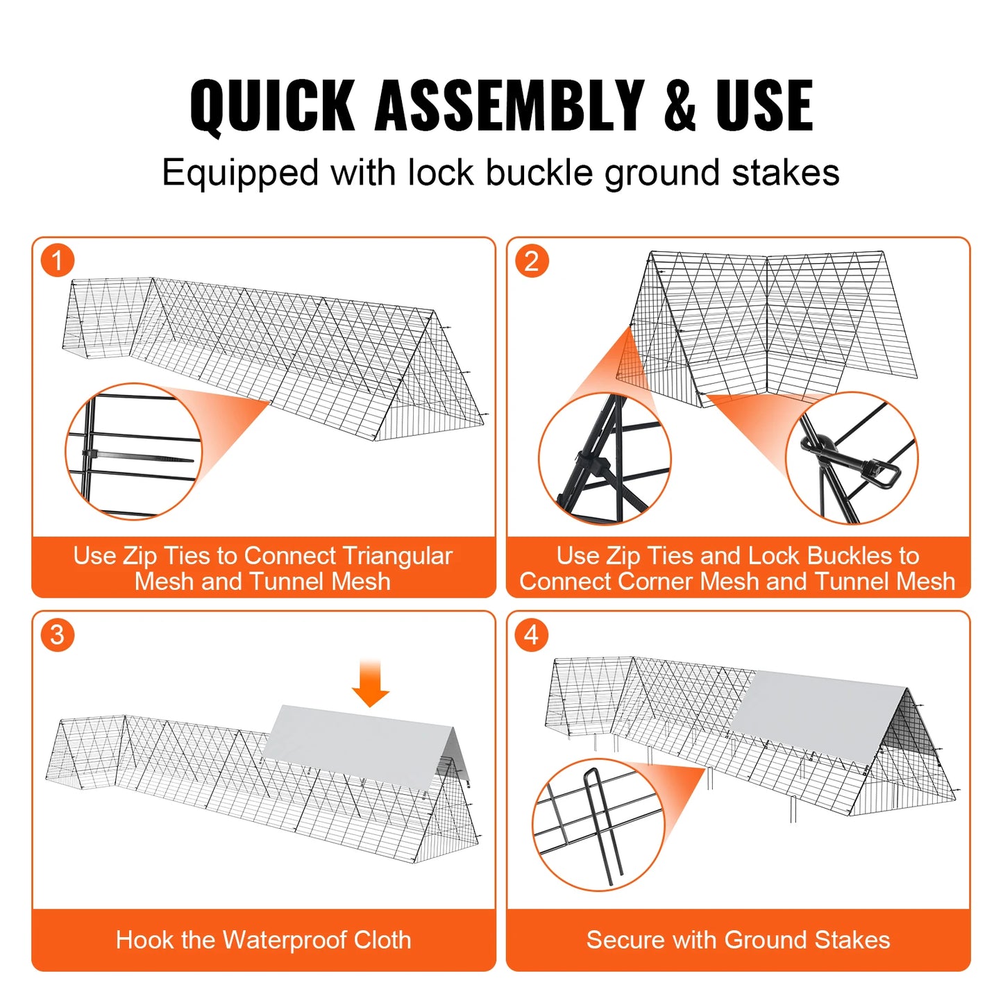 Chicken Tunnels Yard Portable Chicken Tunnels for Outside Corner Frames
