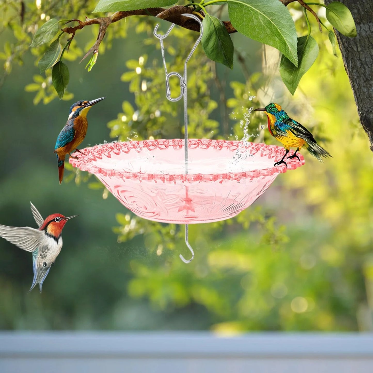 Hanging Bird Bathtub Feeder Tray