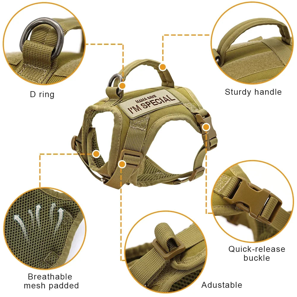 Nylon Cat Harness Vest with 2 Sticker Military Tactical Cats Harness With Handle Cats Small Dogs