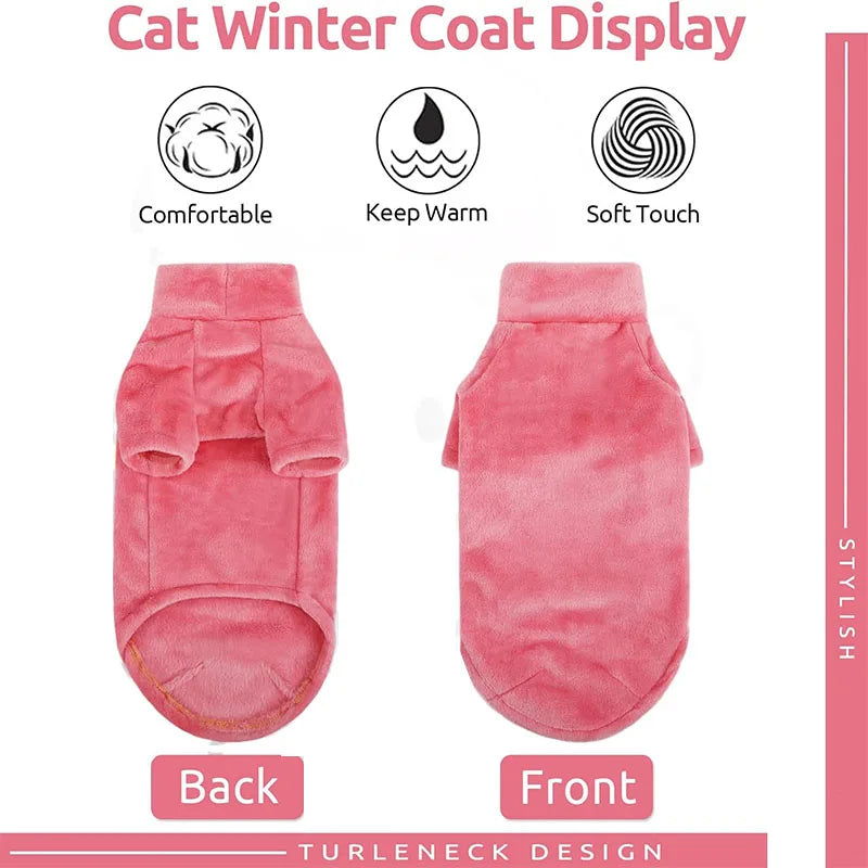 Cat Sweater Coat Turtleneck Winter Warm Cat Clothes  Puppy Jacket Chihuahua Clothing