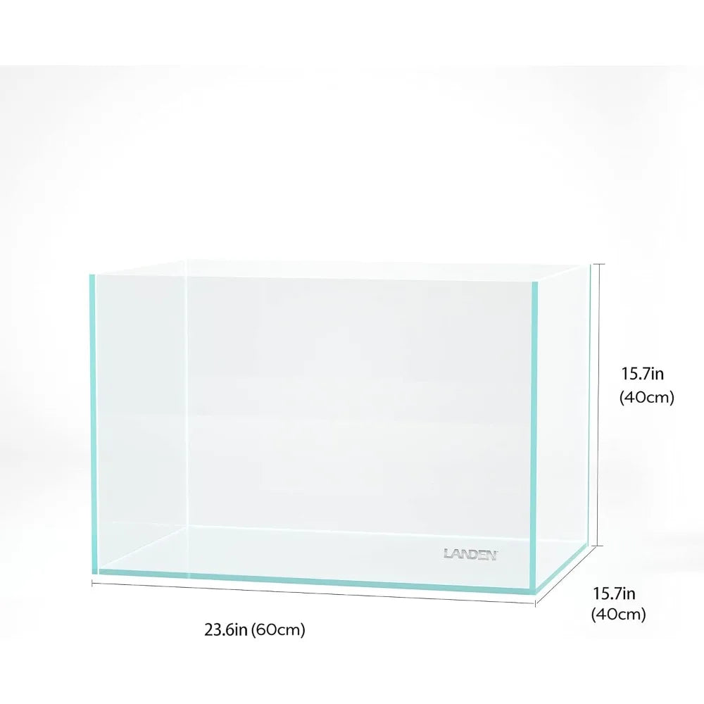 23 Gallon Rimless Aquarium Tank, 8mm Thick Glass, 60x40x40cm Dimensions