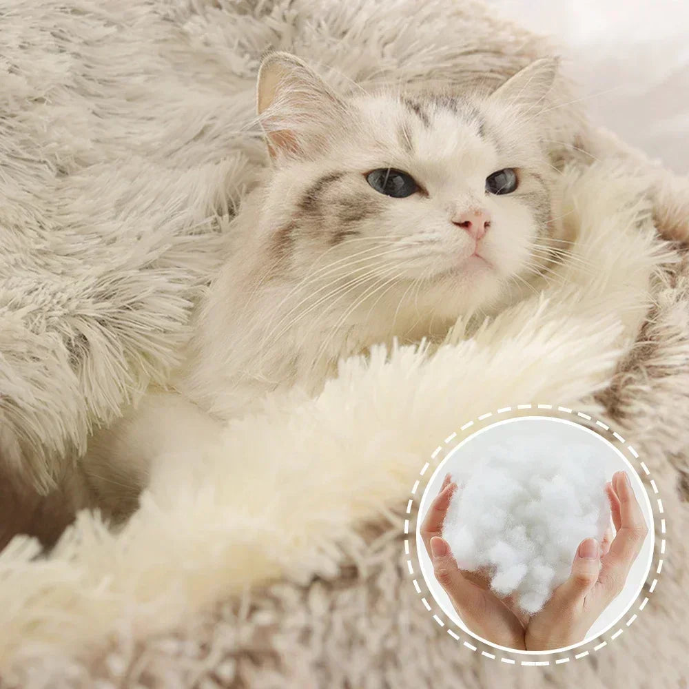 Round Bed Pet Mattress Warm Comfortable Basket Cat Dog 2 In 1