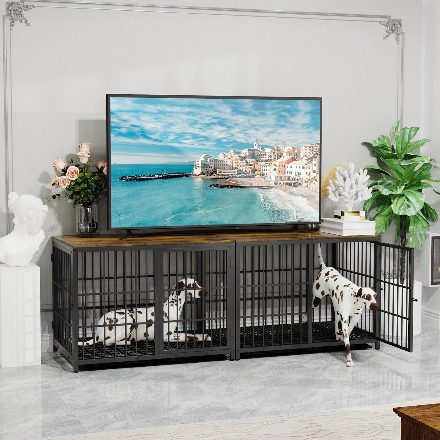 Furniture Style Dog Crate Metal and Wood