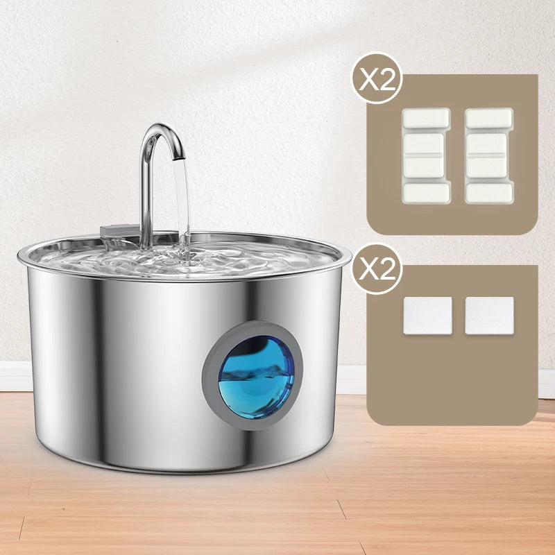 Stainless Steel Cat Water Fountain , 108oz Pet Fountain Dispenser Automatic