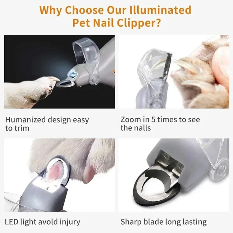 Professional Pet Nail Clipper Scissors With LED Light Cat Dog Nail Clippers Tool Scissors