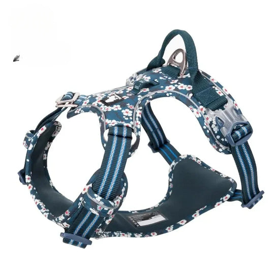 Dog Harness for Big Medium Small with Cotton Aluminum Alloy Floral Pattern Adjustable Vest