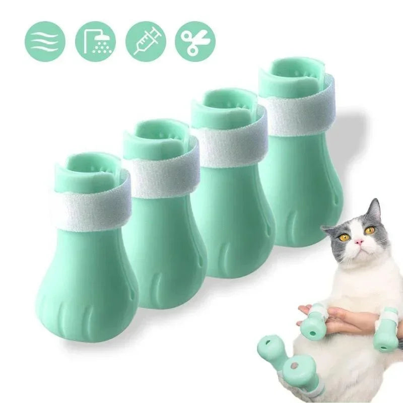 Adjustable Silicone Anti-scratch Cat Foot Shoes for Grooming Bath Washing Claw Paw Cover Protector