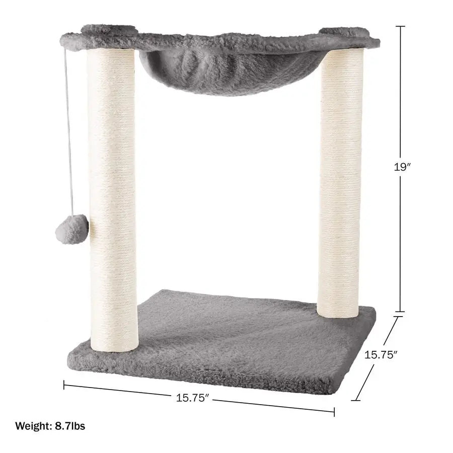 Hammock with Scratching Posts for Indoor Cats 19InchTall Cat Tree PETMAKER G