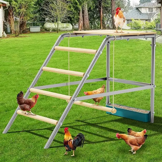 Chicken Perch for Coop with Ladder Design, Weatherproof Roosting Bars for Chickens,