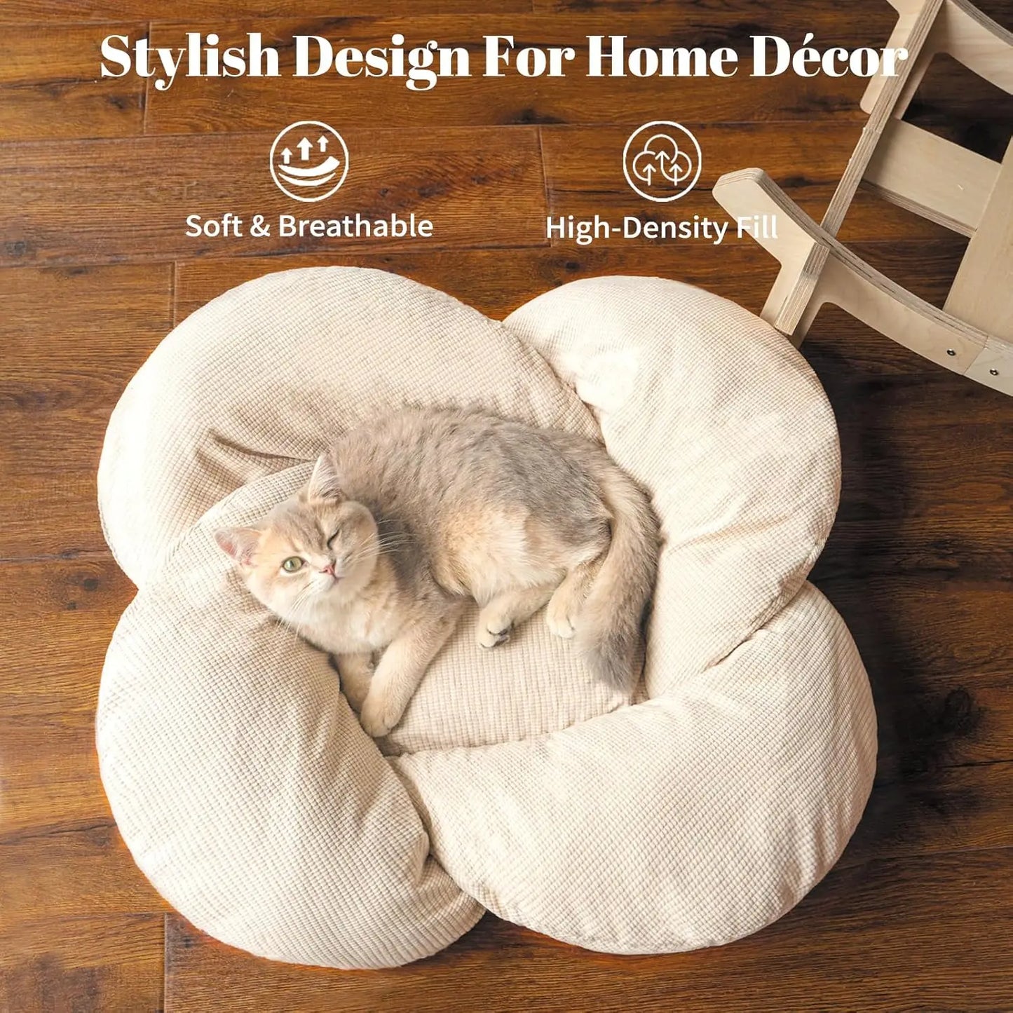 Elevated Cat Bed with Cushion, Wooden Pet Sofa for Indoor Cats and Small Dogs,