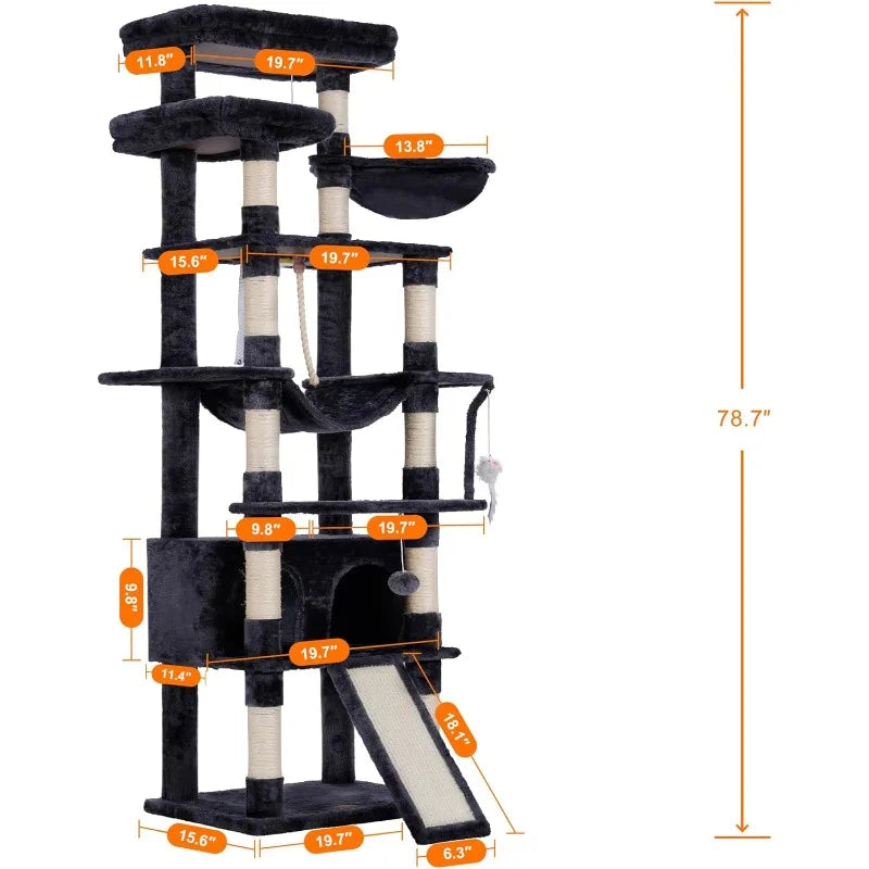 Modern Tall Cat Tree Smoky Gray