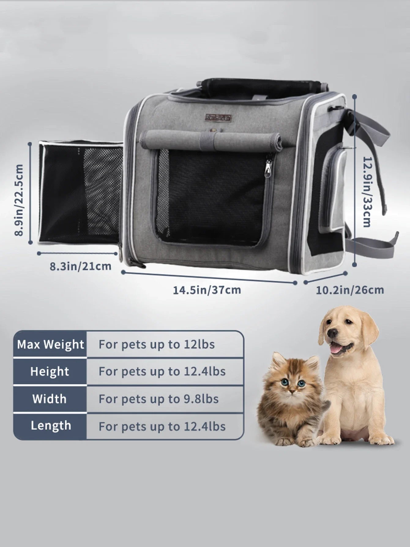 Bike Basket, Expandable Soft Sided Pet Carrier Backpack with 4 Open Doors,