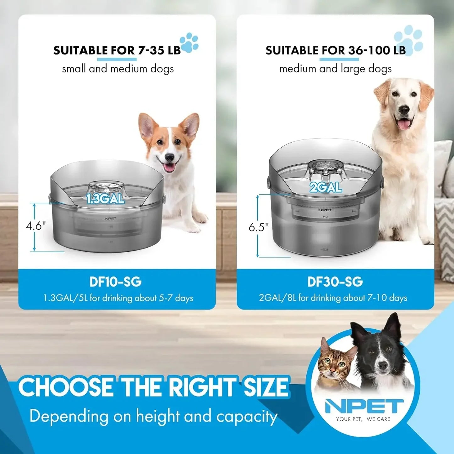 Large Automatic Dog Water Bowl with Splatter Guard