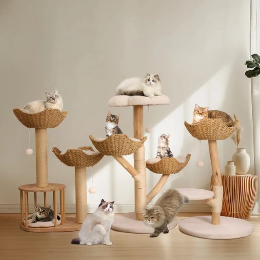 Tall Cat Tower for Indoor Cats Multi-Level Plush Cat Condo with Scratching Posts