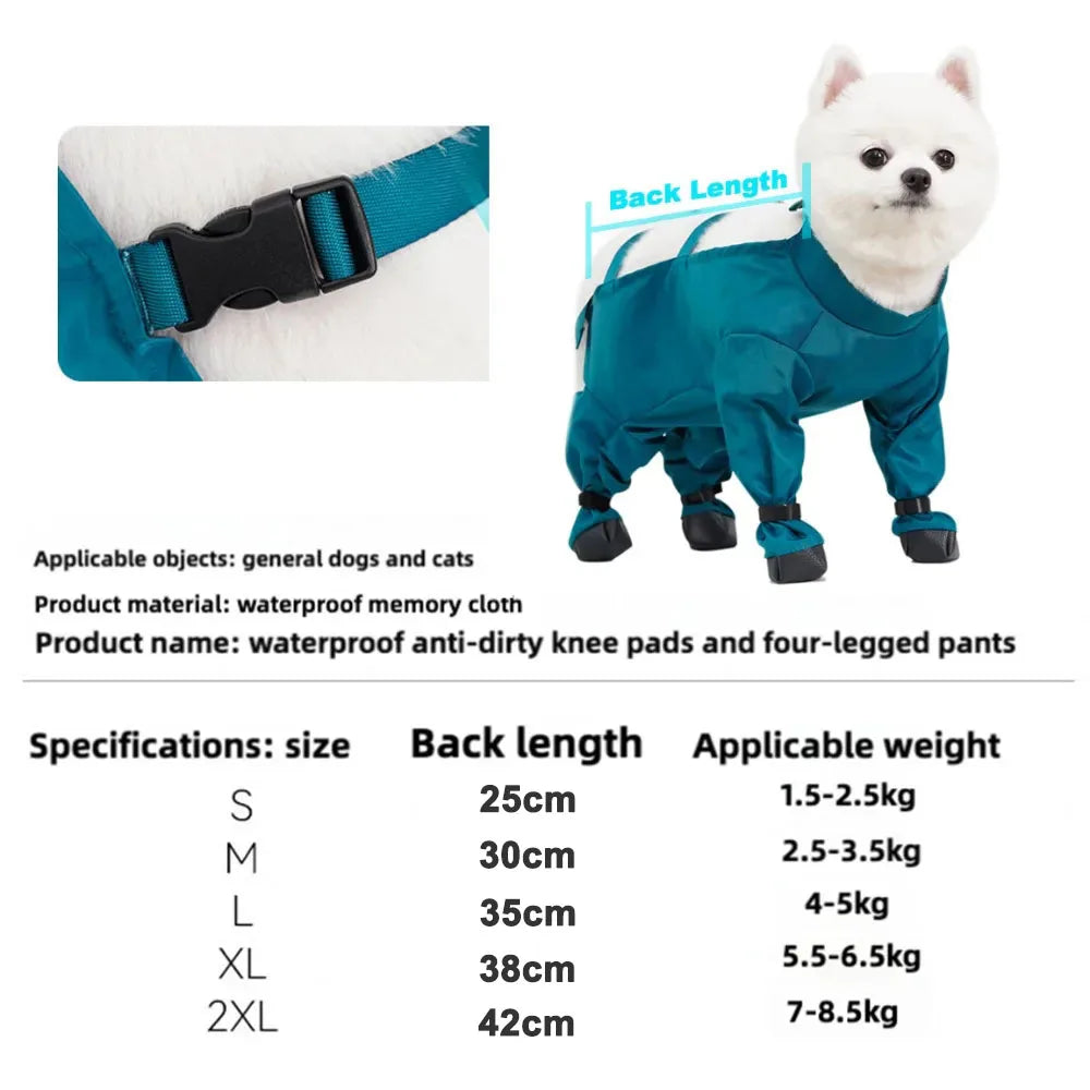 Waterproof Dog Boots with Suspenders Adjustable Anti-Fall Puppy Shoes