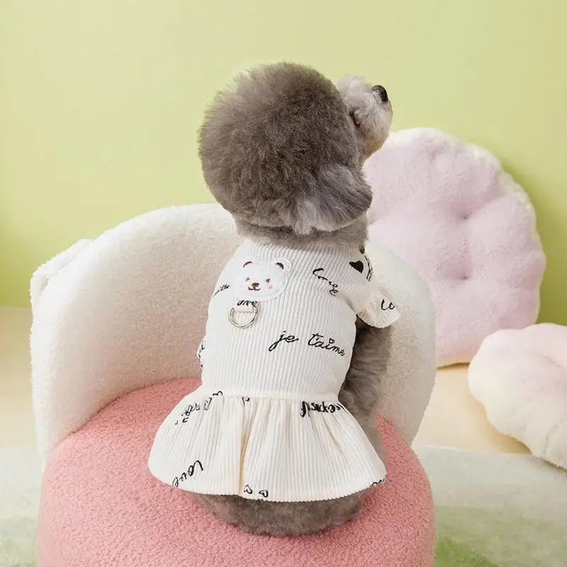 Cute Polyester Dog Costume With Bear Pattern Dog Daily Wear Comfortable Fashionable Soft
