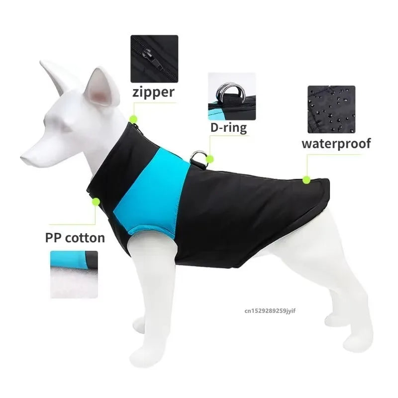 Waterproof Warm Dog Clothes Pet Coat Winter Vest Padded Zipper Jacket