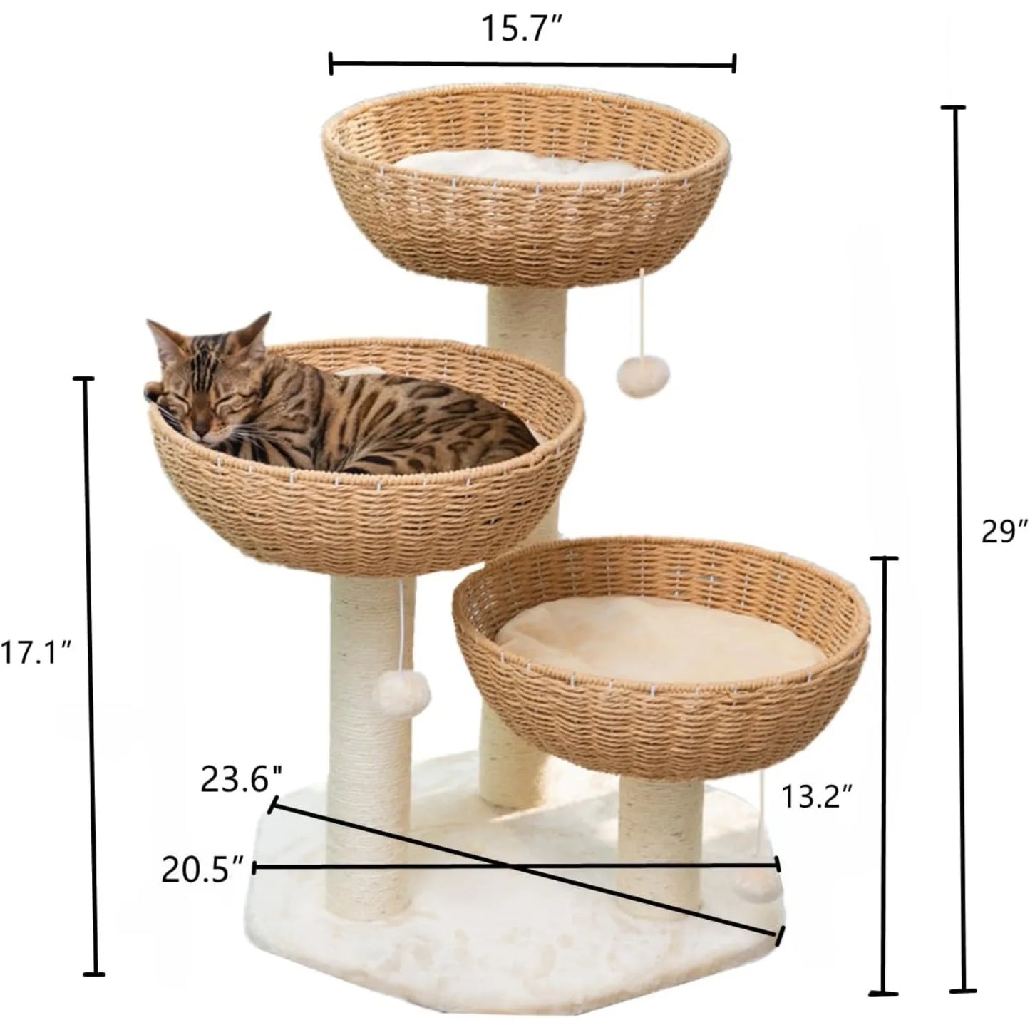 3 Handwoven Large Nt Baskets Bed, Window Perch for Large Cats  to 20LBS
