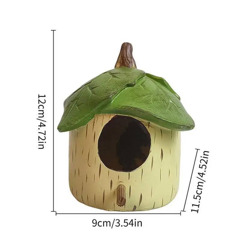 Hanging Bird House Outdoor Birdhouse Resin Novelty Decorative Garden Decor Hummingbird Nest for Garden Fence Patio Yard Backyard