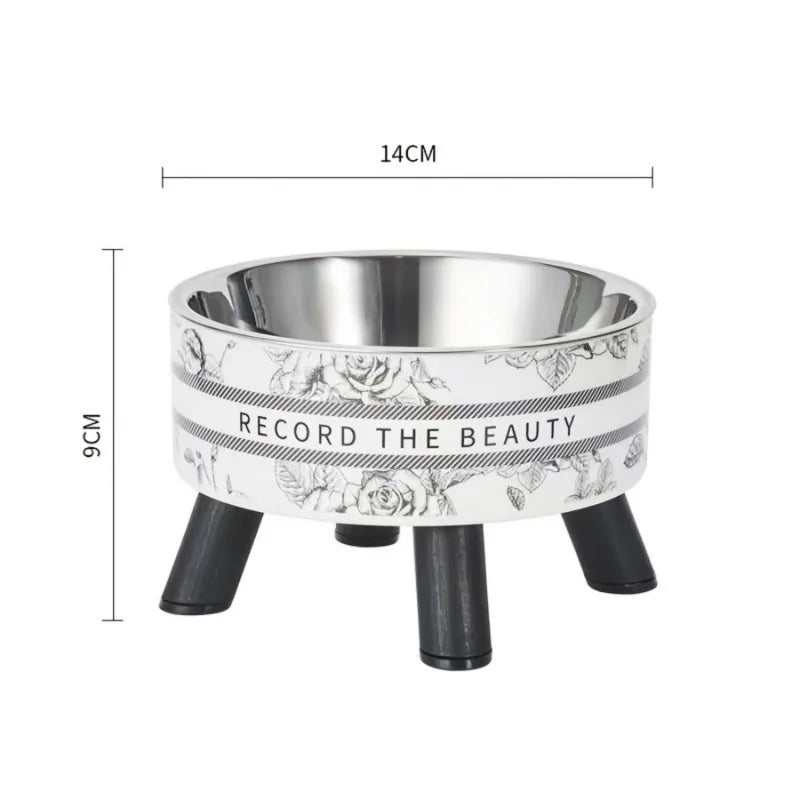 1pcsElevated stainless steel cat bowl with neck protection design - anti slip,