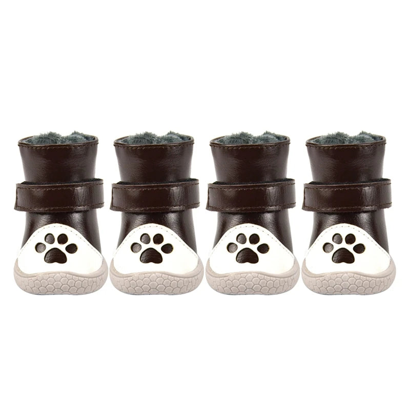4Pcs/Set Warm Dog Shoes Winter Dog Snow Boots Durable Non-Slip Outdoor Sports Shoes