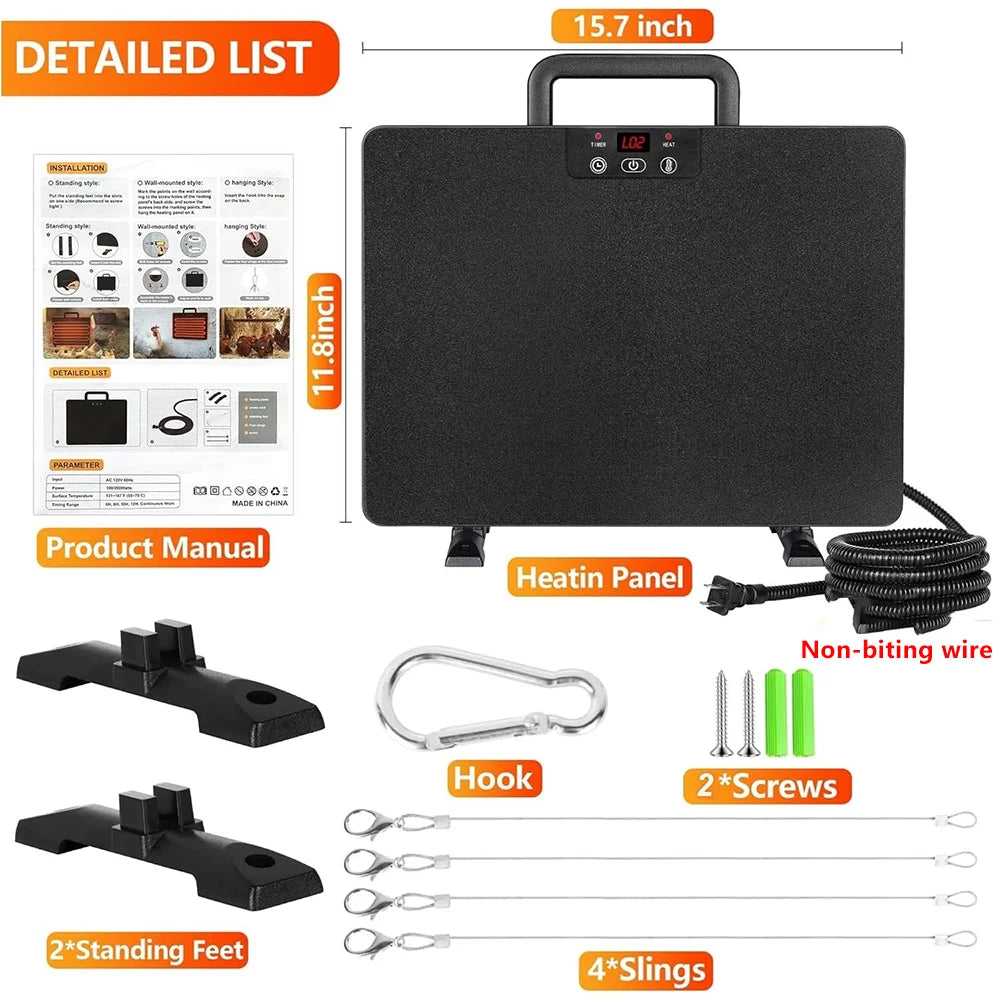 Chicken Coop Heater Thermostatic Poultry Heating Panel Adjustable Temperature Winter Farm Universal Heater For Many Animals