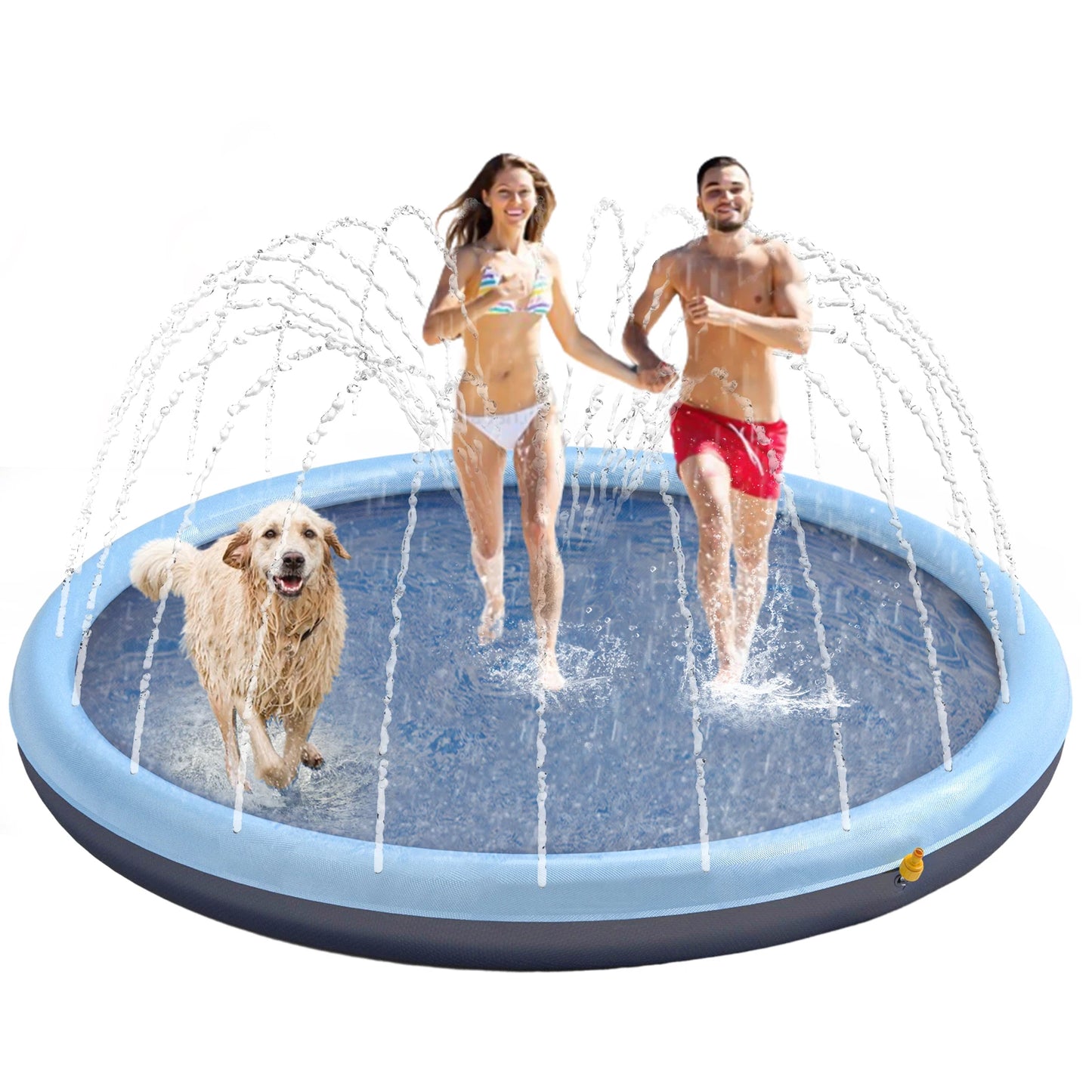 Non-Slip Splash Pad for Pets Summer Outdoor Water Toys, Sprinkler Pool for Dogs Outdoor Play